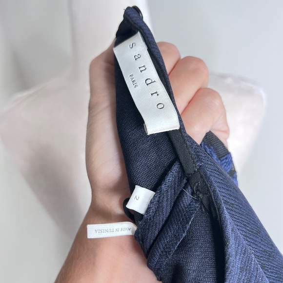 Sandro Blue Etzi A-Line Lace Back Cocktail Dress 2 - Picture 3 of 5